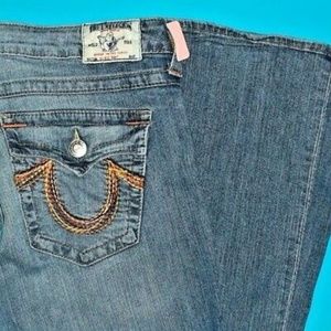 32 X 33 TRUE RELIGION BIG T RAINBOW BOOTCUT JEANS